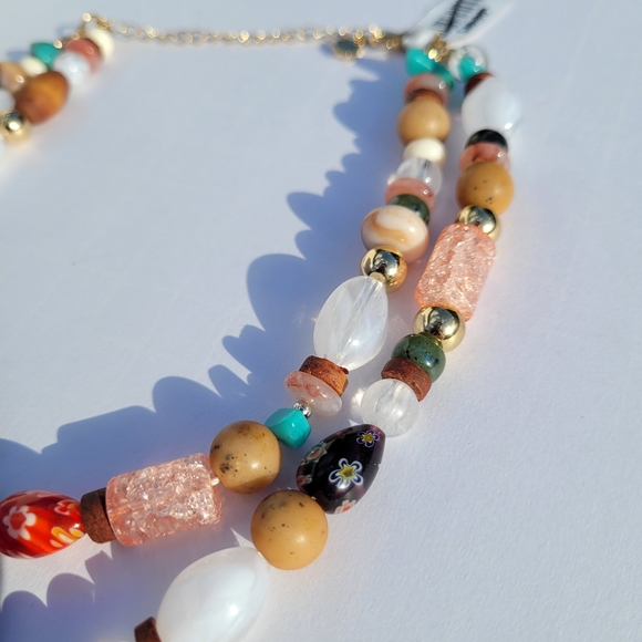 NWT Free People Kaui Beaded Choker two layer - Picture 2 of 4